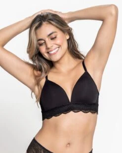 Comfy Deep V-neck Lace Accent Bralette