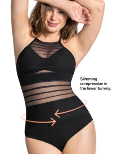 One-Piece Striped Mesh Overlay Slimming Swimsuit 35 One-Piece Striped Mesh Overlay Slimming Swimsuit -Fitted Clothes Shop 190980b 700 1200x1500 lang de 5