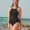 One-Piece Swimsuit Ruffled Waistline