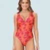 Eco-Friendly Plunge Back V-Neck Reversible Slimming Swimsuit