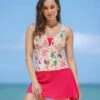 Floral Burst One-Piece Slimming Swimsuit Multiway Skirt