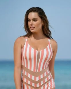 One-Piece Floral Slimming Swimsuit Tie Back, Mesh Cutout Front -Fitted Clothes Shop 19A055N 339 1200X1500 3