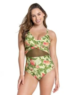 One-Piece Swimsuit With Slimming Compression And Tulle Details -Fitted Clothes Shop 19A057S 898 1200X1500 usa 1
