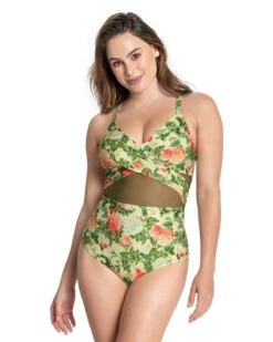 One-Piece Swimsuit With Slimming Compression And Tulle Details -Fitted Clothes Shop 19A057S 898 1200X1500 usa 3