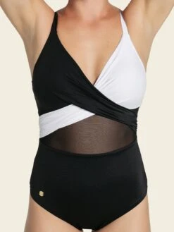 Cross-Front Contrast Graphic One-Piece Slimming Swimsuit -Fitted Clothes Shop 19A057 700 1200x1500 2023 4