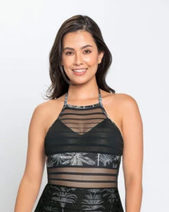 One-Piece Sheer Stripe High-Neck Slimming Swimsuit -Fitted Clothes Shop 19A106N 701 1200X1500 usa 3