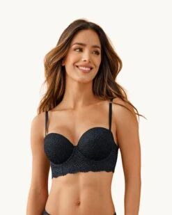 Lace Balconet-Style Push Up Bra With Wide Underbust Band